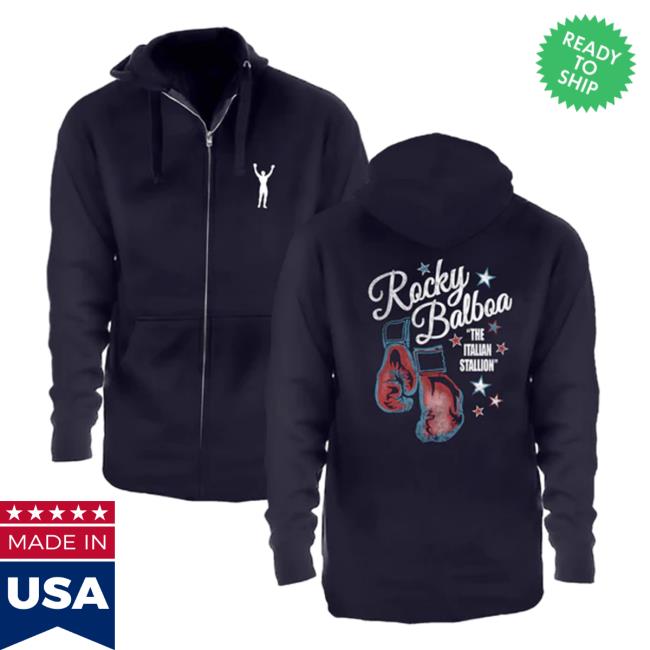 Official Rocky Balboa Navy Blue Zip Up Hoodie
