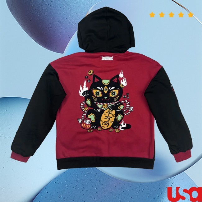 Official Lucky Cat Zip Up Hoodie - Kinwamonster