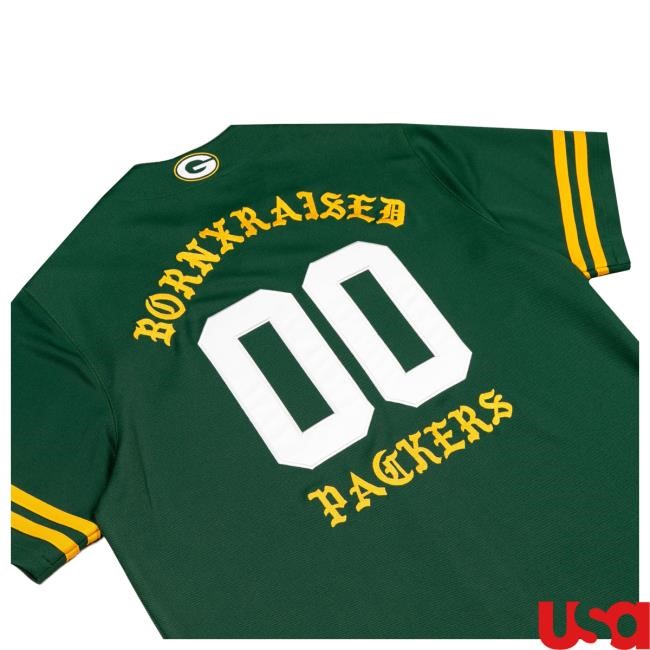 Official Born X Raised Merch Store Born X Raised + Packers Button Up Jersey: Green New Shirt By Bxr Sport + NFL