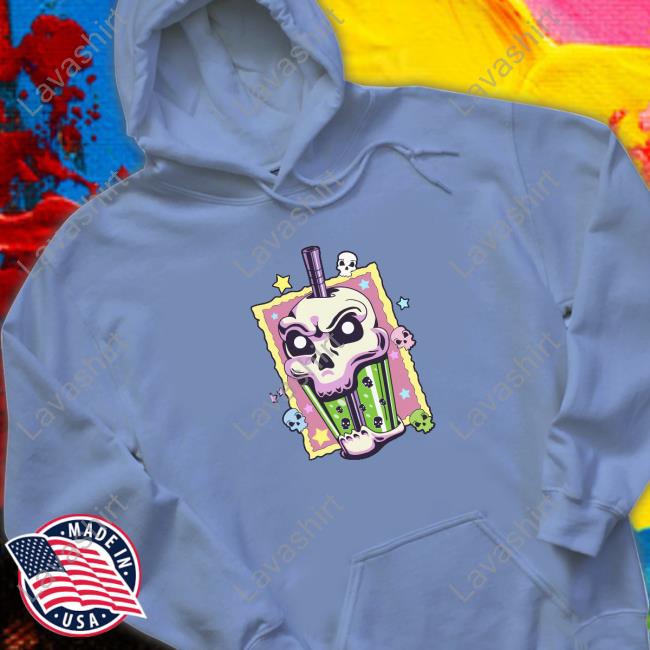 Kawaii Creepy Skull Boba Bubble Tea Pastel Goth Va Cap