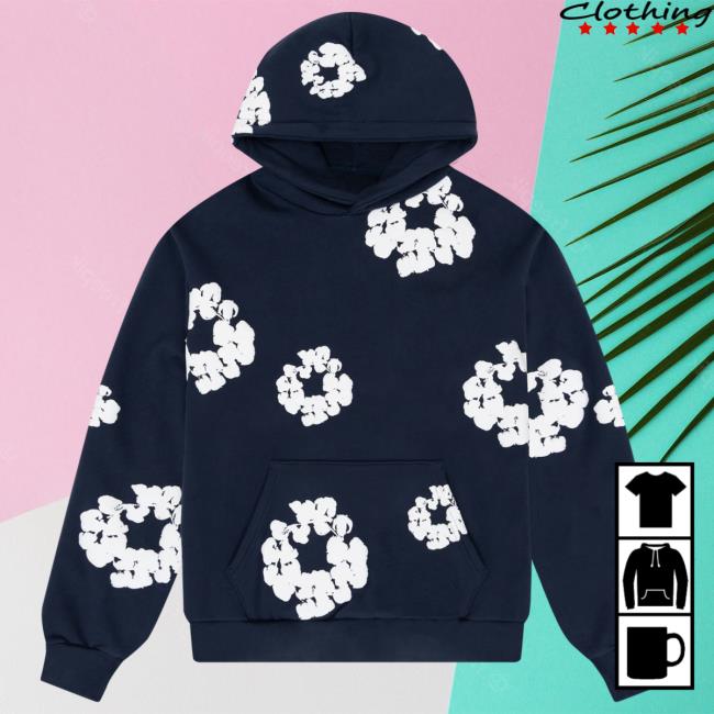 Official Denim Tears Clothing Store Shop The Cotton Wreath Crew neck Sweatshirt Navy Denimtears Merch