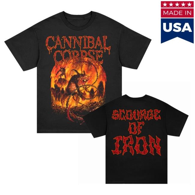 Official Cannibal Corpse Merch Cannibal Corpse Scourge Of Iron Tee (Black)