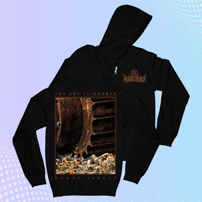 Official Thy Art Is Murder Rising Merch Thy Art Is Murder - Human Target Album Cover Zip Up Hoody Risingmerch