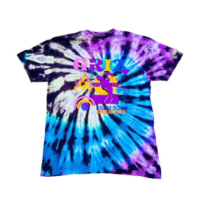 Official Griz Merchandise Griz Sax Jam Nola-Twisty Dye Tee Shirt