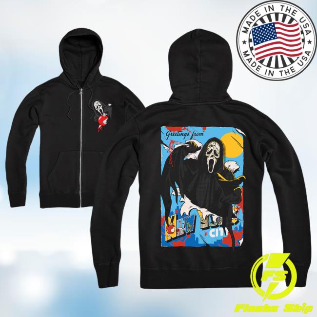 Official Cavity Colors Ghost Face: Greetings From Nyc - Zip Up Popover Sweatshirt