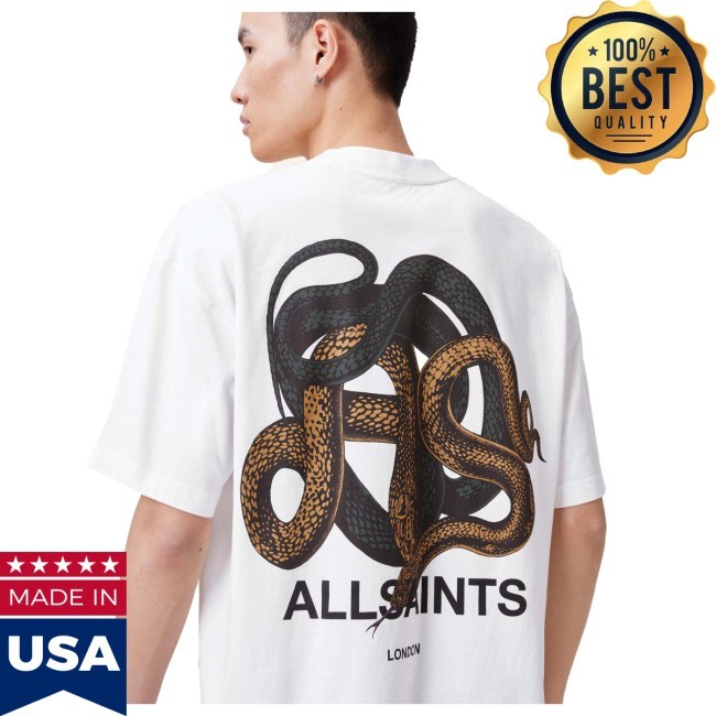 Allsaints Reticulate Oversized Graphic Snake Print Tee Shirt