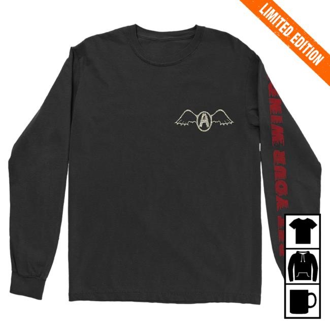 Official Aerosmith Merch Store Wings Long Sleeve Tee- Ivory