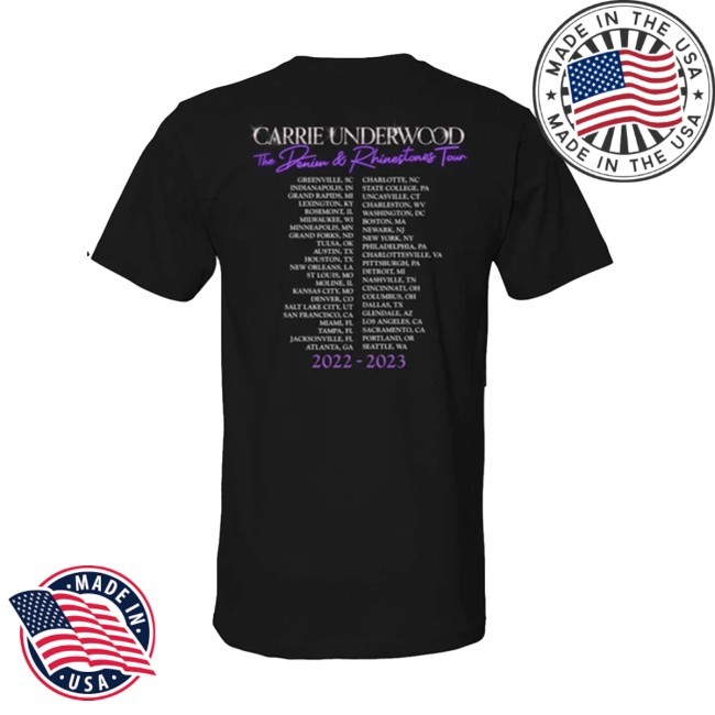 Official Black Admat Denim & Rhinestones Tour Itinerary New T-Shirt - Carrie Underwood