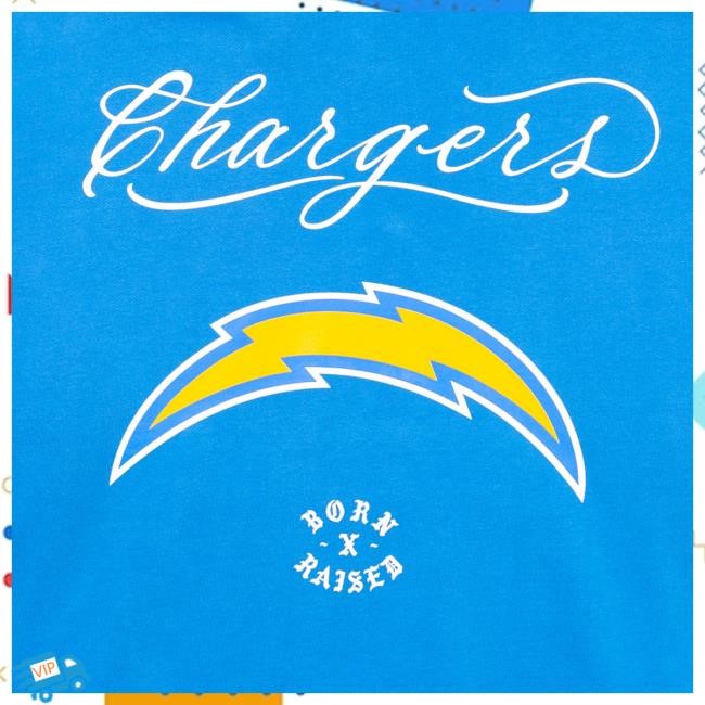 Official Born X Raised Merch Store Born X Raised + Chargers Fine Line Hooded Sweatshirt: Powder Blue By Bxr Sport + NFL