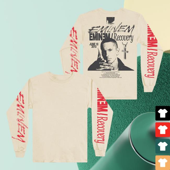 Official Eminem Slim Shady Clothing Shop Store Recovery Long Sleeve Tee Shirt Cream SlimShady Merch