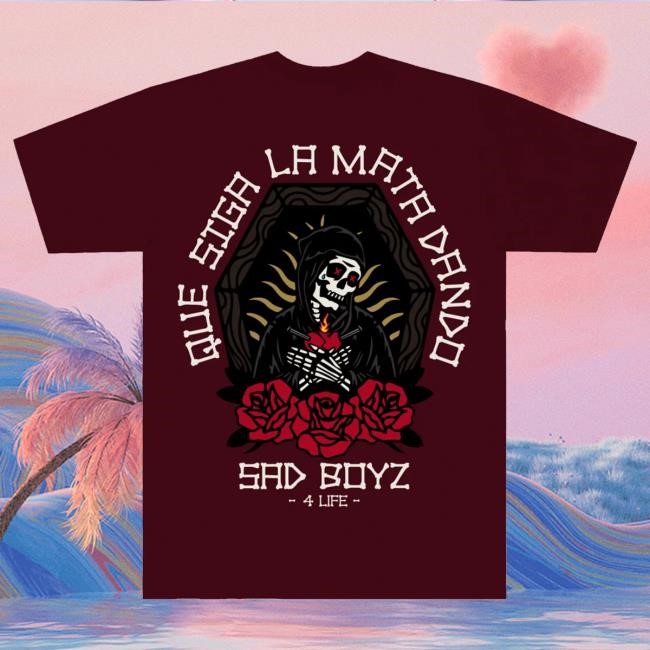 Official Sad Boyz Merch Store La Mata T-Shirts - Maroon