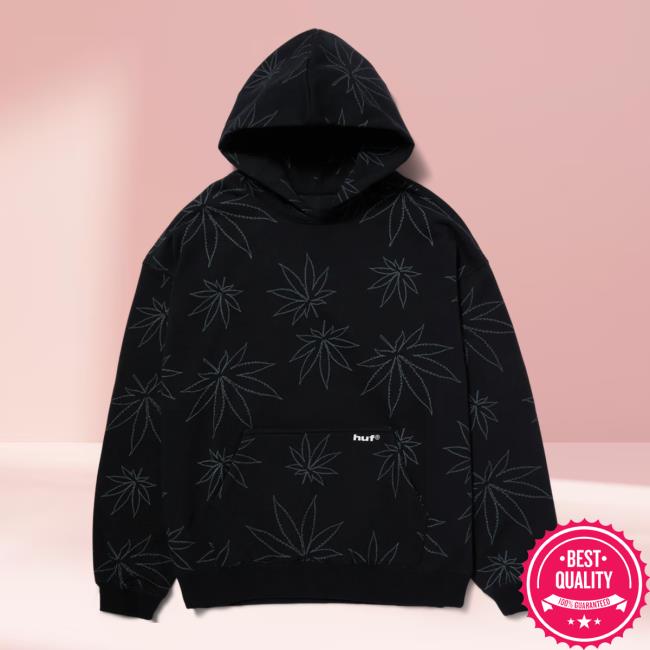 Official Huf Plantlife Fleece Aop Crew neck Sweatshirt Black 3D All Over Print