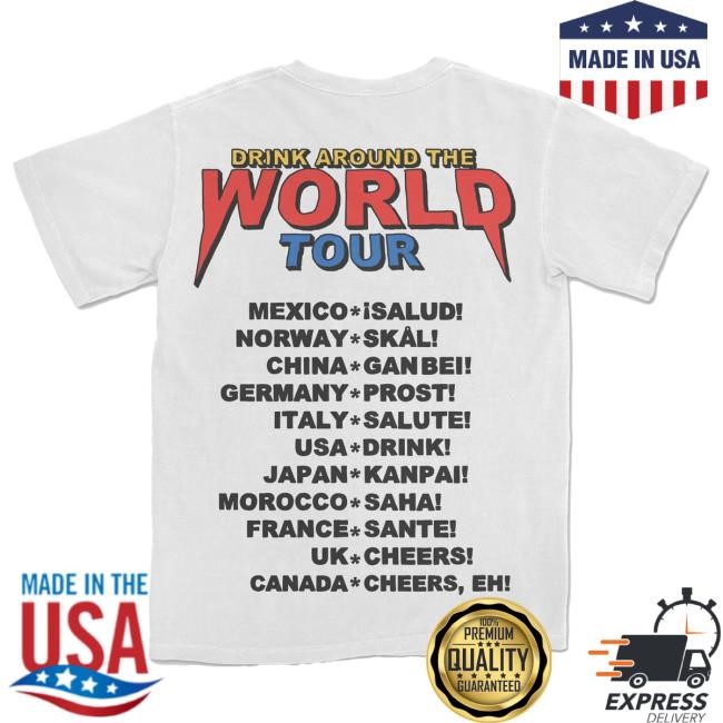 Official The Lost Bros Drink Around the World T Shirt - Mondrian Variant