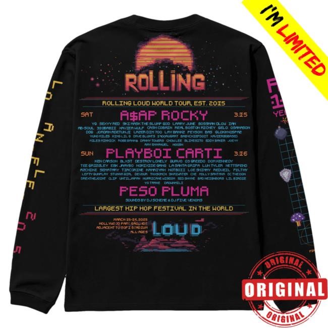 Rolling Loud RL LA 25 Race Galaxy Black Lineup Long Sleeve Tee Official Rolling Loud Merch Store