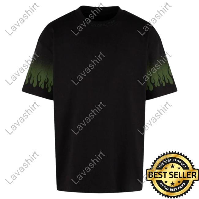 Official Vision Of Super Green Negative Flames Black T-Shirts