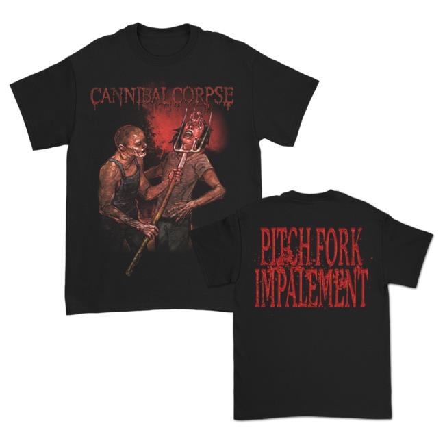 Official Cannibal Corpse Merch Pitch Fork Impalement Popover Shirt (Black)