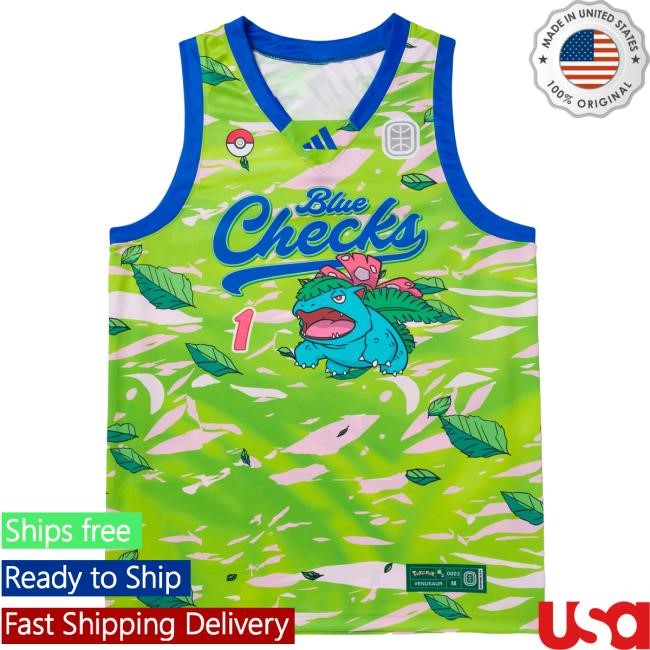 Official Overtime Tv Merch Store Shop OTE | Pokémon Blue Checks Venusaur Jersey Shirt OvertimeTv