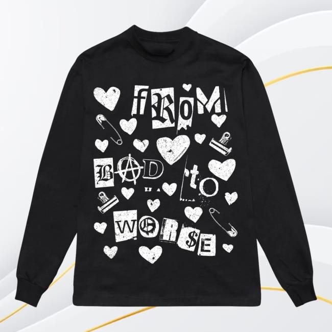 Official Misery Worldwide Misery Worldwide Bad To Worse Graphic Print Black Long Sleeve Top Shirt