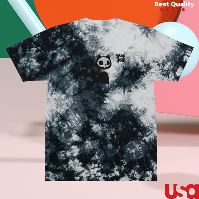 Official Yujin Clothing Skull Cat Tie Dye T-Shirts Black / White Tie-Dye