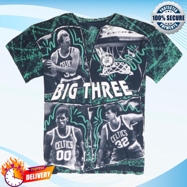 Official Throwback Vault Vintage Boston Celtics Big Three Salem Hoodie Larry Bird Aop 90S