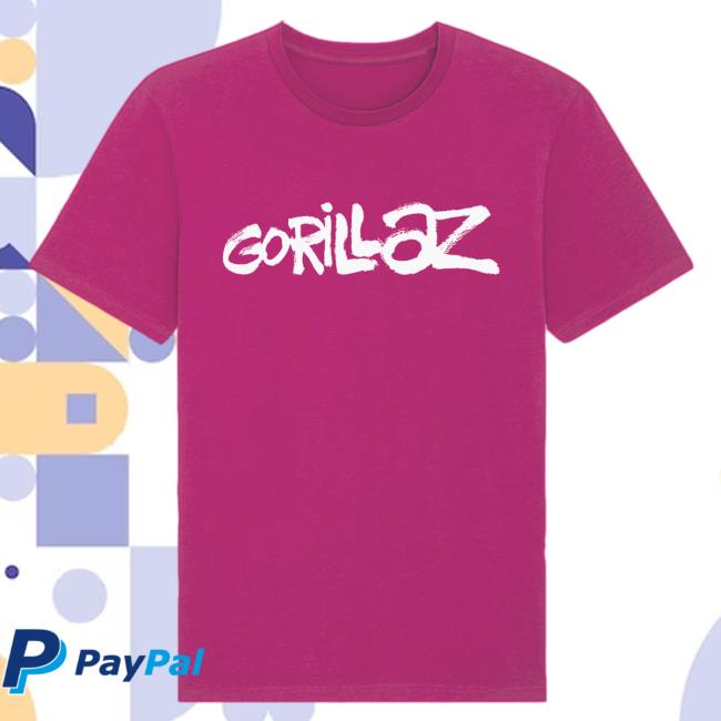 Official Gorillaz Merch Store Gorillaz Graffiti Logo T-Shirts Pink Gorillaz Apparel Clothing Shop