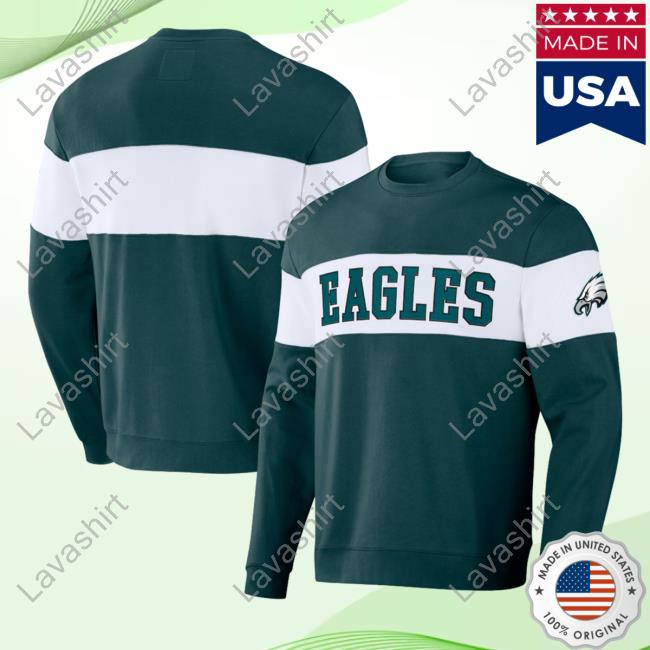 Official PhiladelphiaEagles Clothing Merch Store Shop Darius Rucker Collection By Fanatics Midnight Green Philadelphia Eagles Team Color & White Crewneck Sweatshirt