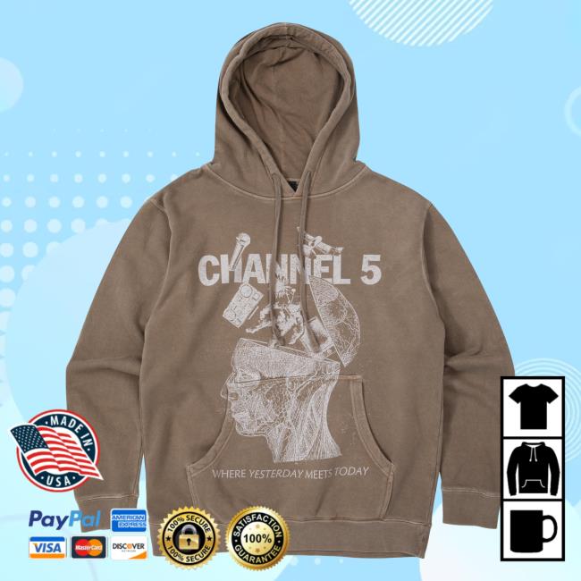 Official Channel 5 Merch Store Yesterday Meets Today | Brown T-Shirt Channel 5 Apparel Clothing Shop