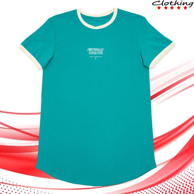 Official Philip Defranco Merch Store Beautiful Bastard Emotionally Exhausted Scoop Ringer Crewneck Sweatshirt Teal Beautifulbastard Philipdefranco Shop