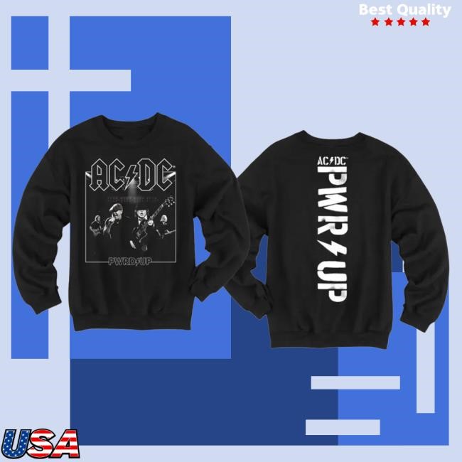 Official Ac Dc Merch Store PWRD UP B&W Shirt 2024 Ac Dc Shop Acdc Clothing