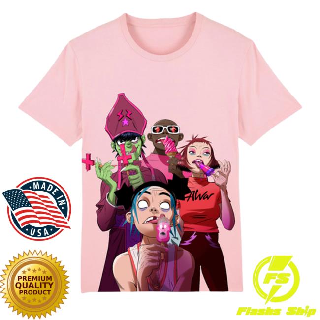 Official Gorillaz Merch Pink Lollies Gorillaz Tee