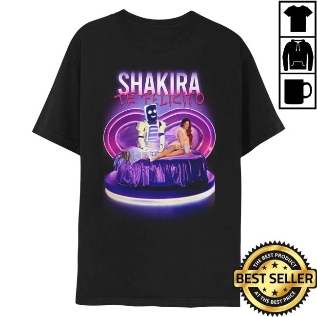 Official Shakira Merch Store Te Felicito Shirts - Black Shakira Apparel Clothing Shop