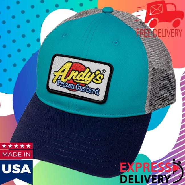 Official Andy's Frozen Custard NEW! Trucker Cap - Teal-Navy-Grey