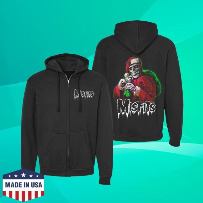 Misfits Holiday Fiend Black Zip Pullover Hoodie Misfits Clothing Store