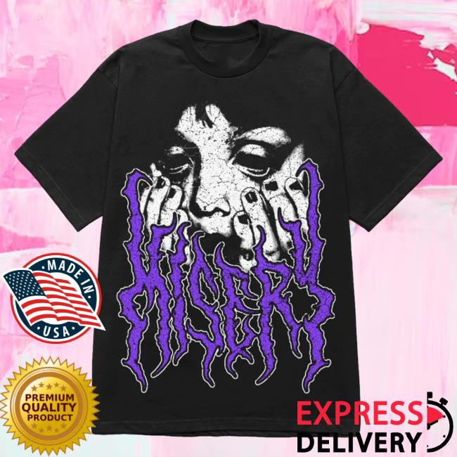 Official Misery Worldwide Stressed Graphic Print Black Tees