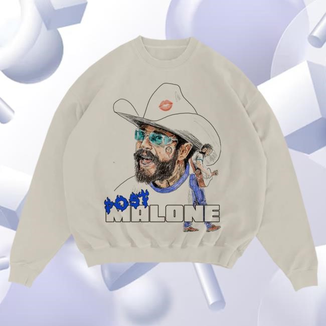 Official Post Malone Merch Store Post Malone Blue Flame Crewneck Sweatshirt