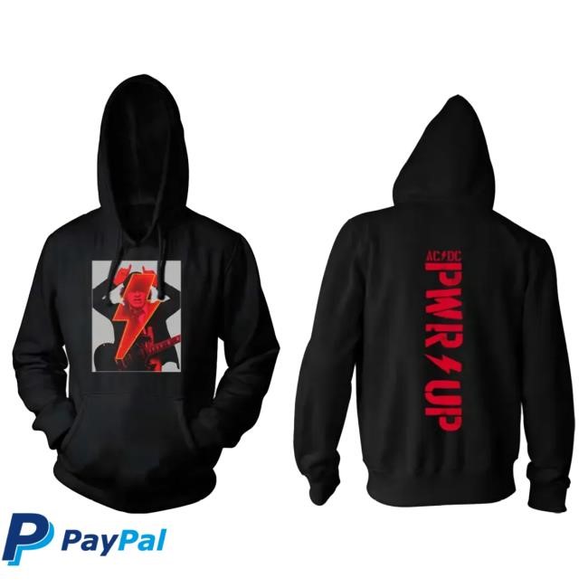 Official Ac Dc Merch Store POWER UP Angus Hero Frame Pullover Sweatshirt Ac Dc Shop Acdc Clothing