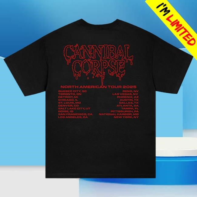 Official Cannibal Corpse Merch Store Head Wound 2025 Tour Shirt (Black)