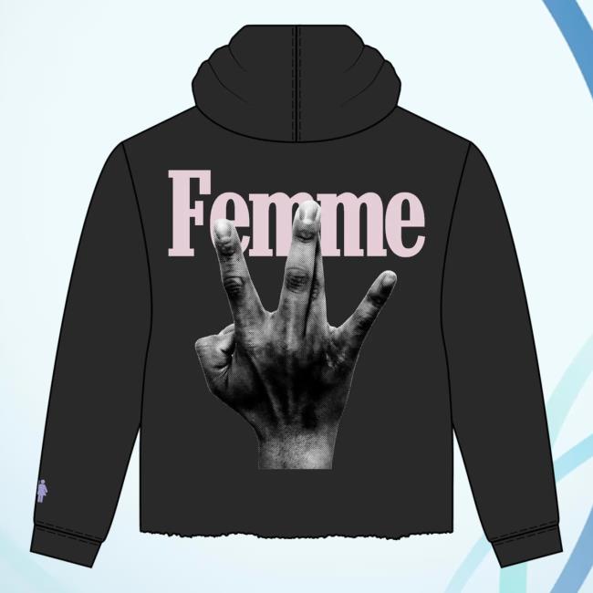 Official Fresh Society Homme + Femme "Twisted Fingers" Black Hoodie Sweater Purple/Pink