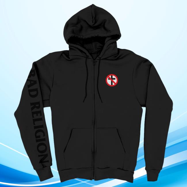 Official Kings Road Merch Store Bad Religion Crossbuster Zip Up Crewneck (Black) BadReligion Kings Road Shop