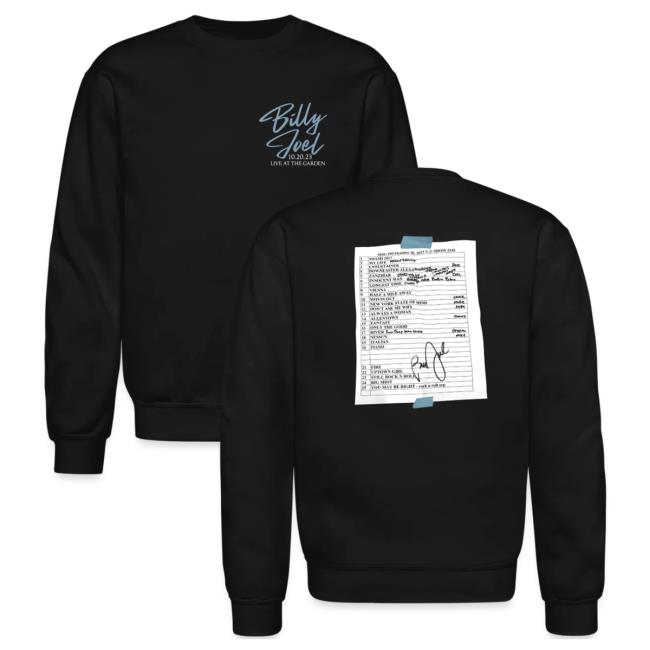 Official Billy Joel Merch Store Billy Joel "10-20-23 MSG Set List" Black Popover Shirt Online Exclusive Billy Joel Shop BillyJoel