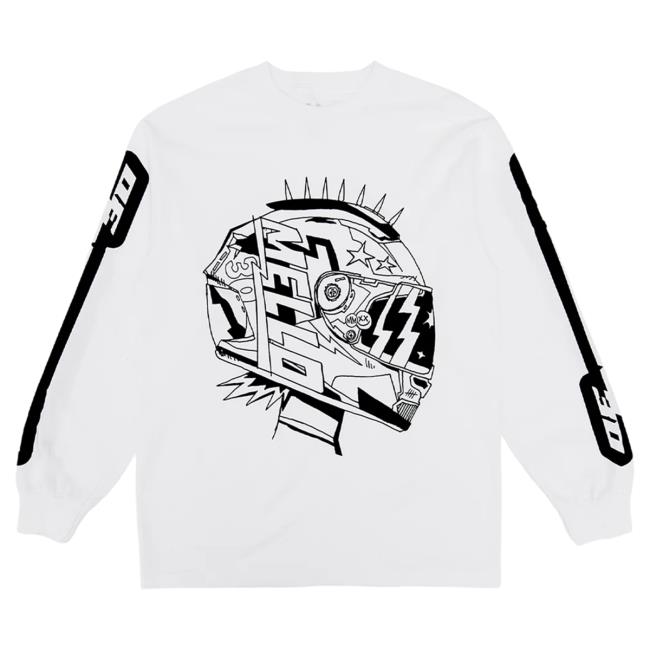 Official Marshmello Apparel Clothing Merch Store Marshmello Racing Helmet L/S Long Sleeve Shirt 2023 Marsh Mello Shop