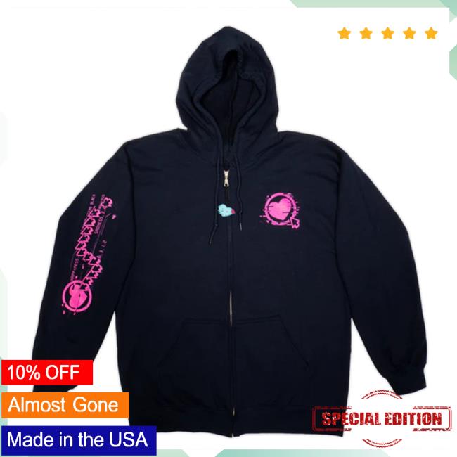 The Yetee Doki Doki Literature Club Merch Distortion Zip-Up Hoodie