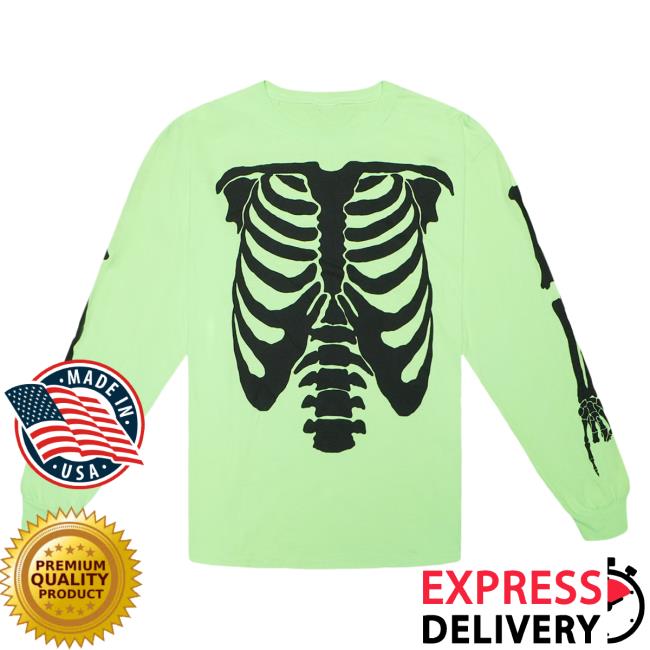Official Playboi Carti Merch Playboi Carti Die Lit Tour Ribcage L/S T Shirt Green PlayboiCarti Clothing Shop Store
