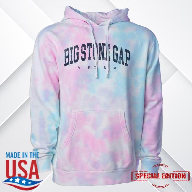 Official Hometown Apparel Clothing Merch Big Stone Gap Virginia Urban Vibe Tie-Dye Hood Tie Dye Cotton Candy / Navy