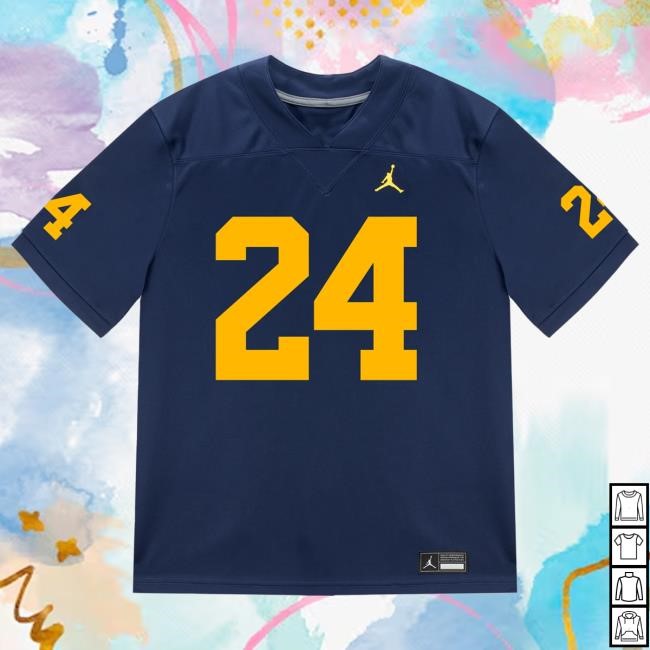 The M Den Michigan Wolverines #24 Bryson Kuzdzal Student Athlete Blue Football Jersey Tees