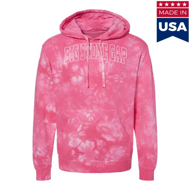 Official Hometown Apparel Clothing Merch Big Stone Gap Virginia Trendy Block Tie-Dye Pullover Hoodie Tie Dye Pink