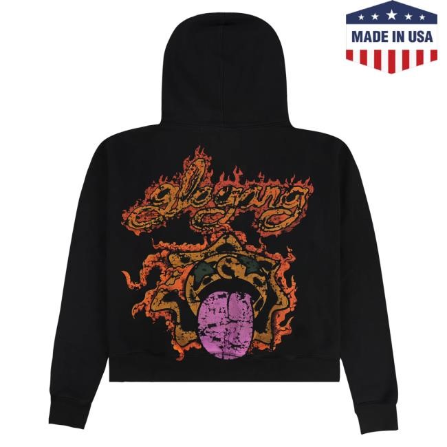 Official Glo Gang Merch Store Glo Gang Glo Flaming Glo Tongue Hooded Sweatshirt (Black) GloGang