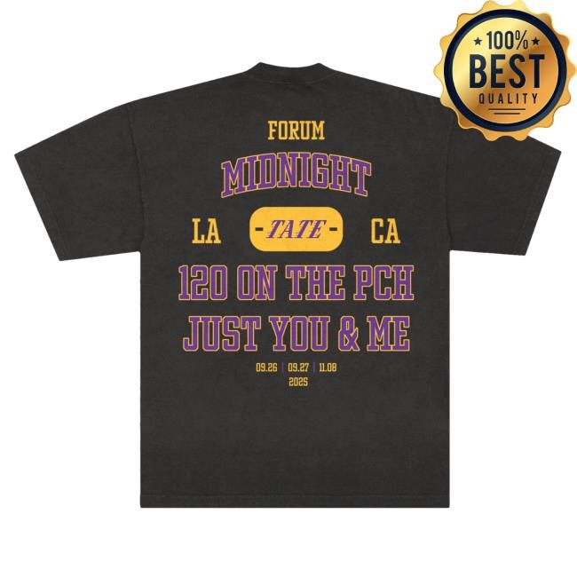 Official Tate Mcrae LA Forum Event Tee, Exclusive Tate Mcrae Concert Merch, Official Tate Mcrae Think Later Tour Shirt, Tate Mcrae LA Forum Souvenir, Authentic Tate Mcrae Event Shirt