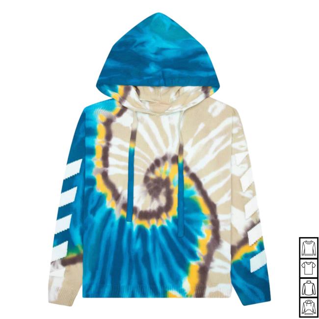 Official Feature Merch Store Shop Off-White C/O Virgil Abloh Diag Tie Dye Crewneck - Bone/White Feature Apparel Clothing