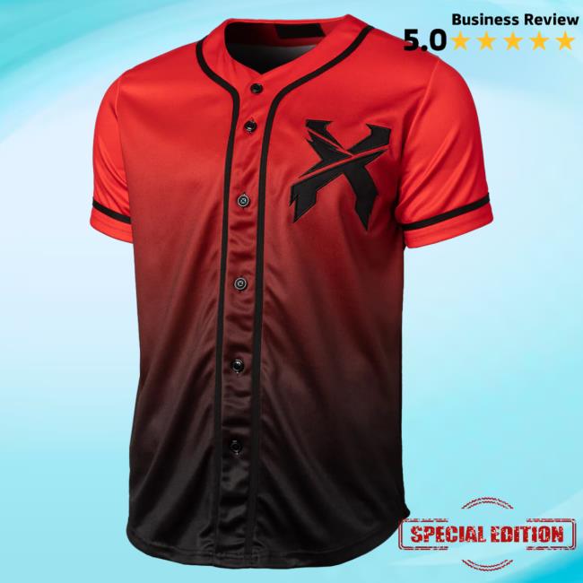 Official Excision Merch Headbanger Baseball Jersey Shirt New Red/Black Gradient